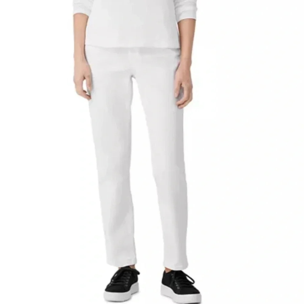 Eileen Fisher Midrise Slim Leg Jeans in White Size 8 Casual Stretch denim